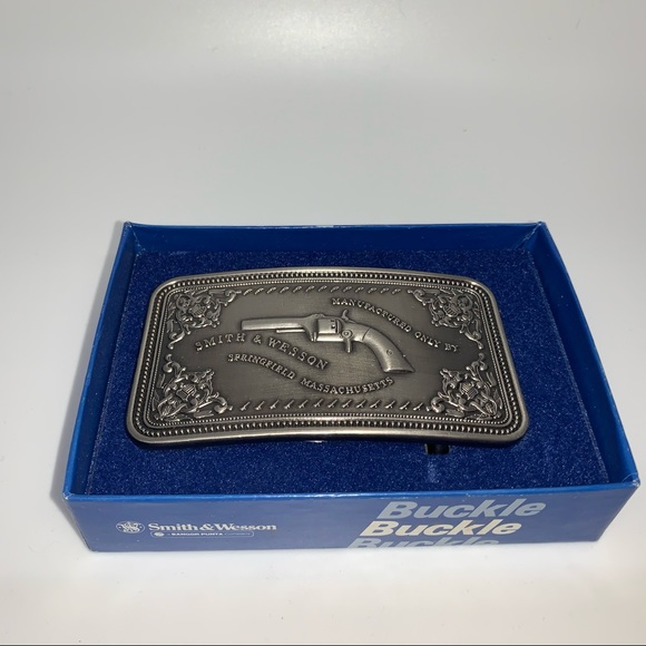 #SOLD# BUCKLE HP🎉VTG 1980 Smith&Wesson PistolCase AntiqueSilver RARE - Picture 4 of 7